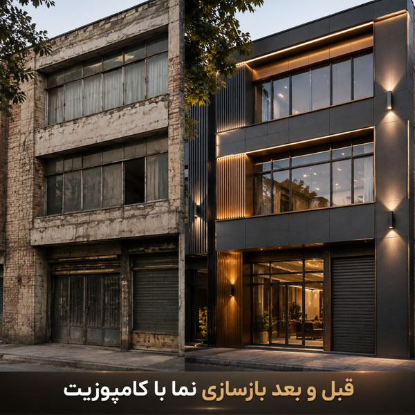 عکس قبل و بعد نمای کامپوزیت